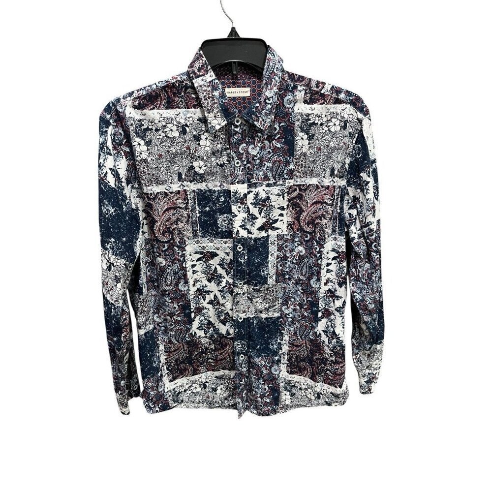 Sable & Stone Men's XL Button Down Shirt Paisley Patchwork Print Long Sleeve
